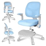 MARK ADLER Junior 5.0 Blue | Kinder Schreibtischstuhl Ergonomischer Bürostuhl Kinderdrehstuhl Jugendstuhl | Fußablage | Sitztiefe einstellen | Verstellbare Armlehnen | Höhenverstellbar | Blau