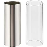 2 Stück Glasschieber und Edelstahl Slide in Box für Gitarre, Bass, Medium (6 cm)