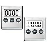 2 pcs Kurzzeitmesser Küchentimer Digital Timer Küchenwecker Stoppuhr digitaler Kurzzeitwecker mit Magnet Eieruhr Digital, Küchenuhr für Kochen Studium Sport Meeting Medikamente 6.5 x 1.4 x 7.0 cm