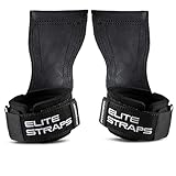 Fitgriff® Elite Straps 2.0 - Zughilfen mit Gummi-Pad für Krafttraining - Bodybuilding, Fitness, Gym - Lifting Straps - für Frauen und Männer (Schwarz, M/L)