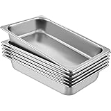 VEVOR GN 1/1 Gastronormbehälter, Edelstahl Behälter 6 Stück, 528 x 330 x 95 mm Speisebehälter, Antihaft Teller, kommerzieller Warmhaltebehälter für Speisen, Torten, Hotelpfanne Tisch Food Pan