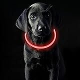 Coolzon LED Leuchthalsband Hundehalsband Aufladbar, Wasserdicht Halsband Hund 3 Modi, Längenverstellbareres Super Helle Leuchtband Katze und Hunde Klein Groß Mittel, Rot