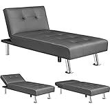 Yaheetech Couch Schlafsofa Klappbett Bettsofa Klappsofa Gästebett Rückenlehne neigbar 105°/140°/180°, 166,5 x 76,5 x 40 cm, 280 KG belastbar, grau