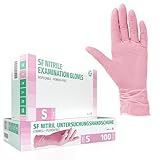 SF Nitrilhandschuhe S Rosa – 100 Stück Einweghandschuhe, Einmalhandschuhe, Medizinische Handschuhe, Puderfrei, Latexfrei, Handschuhe Einweg zum Kochen, Putzen, für Medizin, Küche, Kosmetik, Haushalt