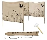 Windschutz inkl. Tragetasche u. Gummihammer für Strand Camping Meer Garten See Balkon 8m Sichtschutz Stabile Doppelnaht Motiv einseitig bedruckt – beidseitig sichtbar (auf einer Seite schwächer)