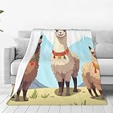 Überwurfdecke, leicht, superweich, Flanell, Lama und Alpaka, gemütlich, warm, Mikrofleece-Decken, Heimdekoration für Couch, Sofa, Bett, Wohnzimmer, 127 x 101 cm