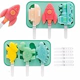 Eisformen Eis am Stiel, Tootesa 2 Stück Silikon Eis am Stiel Eiscreme Cakesicle Formen kinder DIY Kreative Eisform BPA frei wiederverwendbare mit Deckel, (Tiere+Fahrzeug)