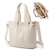 Aucuu Handtasche Canvas, Canvas Tasche Damen Umhängetasche Damen, Canvas Tote Bag Schultertasche Shopper mit Reißverschluss für Alltag, Schule, Einkaufen, Arbeit, Reisen