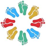 VANZACK 8 Paar 18cm Selbstklebende Fußabdruck Bodenaufkleber aus Rutschfestem PVC in 4 Farben Bodenmarkierungen für Kindergarten Vorschule und Klassenzimmer