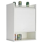 SIMMOB Küchenmöbel, weiß, Vorhang schwarz oder weiß, 4 Fächer, L 54 cm, H 76,6 cm, T 35,4 cm