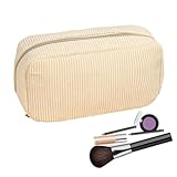 Generico Federmäppchen, Schüleretui aus gespaltenem Leinen – mit Stiftehalter, multifunktional, für, Teenager, Erwachsene, Kinder, Grundschule, Medien, Creme Color Creme, Beziehen Sie Sich auf