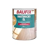 BAUFIX Hartwachs-Öl farblos, seidenmatt, 1 Liter, Holzpflege, Hartwachsöl, atmungsaktiv, für Holzboden/Holzmöbel/Kork, geruchsmild, Imprägnierwirkung