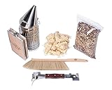 Imkado Imker Set XL - Premium Edelstahl-Smoker, Bienenbesen, Multifunktionswerkzeug/Stockmeißel, Rauchstoff und Bio-Anzünder - Einsteiger-Set Imkereibedarf