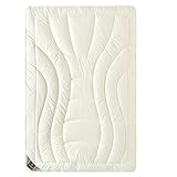 Wolle Duo-Bettdecke 155x220 Premium Qualität mit feinste, äußerst bauschige echter Schurwolle gefüllt - extrawarm. Bezug Mako-Satin mit Seidenfinish, 100% Baumwolle.