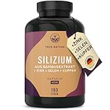 Silizium Kapseln - 180 Stück - 6 Monate Vorrat - Mit Zink, Selen & Kupfer - hochdosiert - Organisches Silicium hochdosiert aus indischem Bambusextrakt - 643mg - Vegan - TRUE NATURE