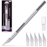 Filzada® Profi Bastelmesser Skalpell Set mit 5x Ersatzklingen - Cuttermesser/Hobbymesser/Schnitzmesser zum Schneiden von Papier, Modellen, Fondant, Stoffen