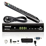 PremiumX Satelliten-Receiver HD 521 B FTA Digital SAT TV-Receiver DVB-S2 FullHD HDMI SCART 2X USB Multimedia-Player, 12V Externe Netzteil