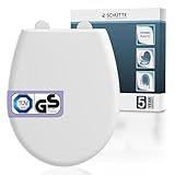 WC-Sitz mit Absenkautomatik TÜV-geprüft | Abnehmbarer Klodeckel aus bruchsicherem Material | Einfache DIY Montage durch Montageschablone | Toilettendeckel und Brille bis 500 kg belastbar | Weiß