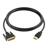 Leloco HDMI auf DVI Kabel 3,0m - Bidirektionales 1080P DVI-D 24+1 Stecker auf HDMI Kabel - High Speed Adapterkabel für Projektor, Laptop, TV, PC & DVD Player (HDMI DVI Adapter, PVC-Ummantelung)