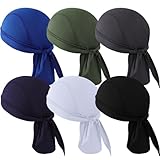 TSKNOMO 6 Stück Do Rag Skull Caps Sport Bandana Mütze, Schweißableitender Kopfwickel Helmfutter Totenkopfkappe Atmungsaktiv Dew Do Rags für Männer