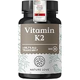 NATURE LOVE® Vitamin K2 hochdosiert - Premiumrohstoff MK7-365 Tabletten - all-trans Gehalt 99,7% MK-7 Menaquinon - vegan, laborgeprüft und in Deutschland produziert