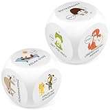 Ainiv 2 Stück Anti Stress Würfel, Stresswürfel mit 6 Lustigen Aktionen zum Stressabbau, PU-Schaum Anti Stress Spielzeug Geschenk für Büro Kollegen Studenten Freunde-Tiermuster