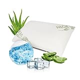 MaxxGoods Reisekissen 40x24x12cm aus Gelschaum-Sticks & Aloe Vera Bezug - Kühlkissen mit kühlendem Soft Schaum - kühlendes Kopfkissen - Bauch Rücken & Seitenschläfer - Kissen für unterwegs