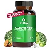 Vitabay Calcium hochdosiert 1000mg VEGAN - 90 Kapseln Calciumcitrat Calcium Citrate Calziumtabletten hochdosiert 1000 mg Calzium Kalcium Calcium Tabletten Kalzium hochdosiert Tabletten Calzium Calcium