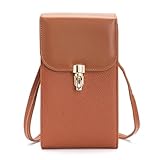 ZGCrumphant PU Bunte Handytasche Damentaschen for Damen Handtaschen Damen Umhängetaschen Geldbörse Clutch Telefon Geldbörse Umhängetasche für Mädchen(Brown)