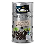 d'aucy Schwarze Kichererbsen - 100% ohne Salz und Zuckerzusatz, ohne Konservierungsstoffe, klimaneutral, 285 Gramm Dose