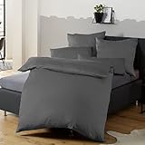 Soifox Bettwäsche 155x220 Anthrazit bettwäsche-Sets aus Mikrofaser bügelfrei & knitterfrei - 1 mal Bettbezug + 1 mal 80x80cm Kissenbezug mit Reißverschluss