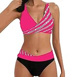 Damen Zweiteiliger Badeanzug V Ausschnitt überkreuztes Blumenmuster Bikini Bademode Bauchkontrolle Bikini Sets Bikini-Sets für Damen Push Up