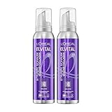 L'Oréal Paris Elvital Styliste Schaumfestiger, Haarschaum für XXL-Volumen, Anti-Platt Effekt und ultra starken Halt, Haar Styling Mousse ohne Parabene, Volume-Collagen, Elvital Styliste, 2 x 150ml