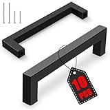 Vortix 10 Stück Möbelgriffe Schwarz Edelstahl Matt Schrankgriffe[ 128 mm Lochabstand ] Modernes Design Griffe für Küchenschränke,Badezimmerschränke&Schubladen