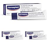 Hansaplast Wundheilsalbe (20 g), Wundsalbe für eine schnelle Wundheilung, Wund- und Heilsalbe reduziert das Narbenrisiko (Packung mit 3)