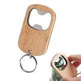Schlüsselanhänger Flaschenöffner, Holz Bieröffner Schlüsselanhänger, runder Edelstahl-Flaschenöffner, Tragbar Kronkorkenöffner, Bierflaschenöffner Geburtstag für Männer und Frauen