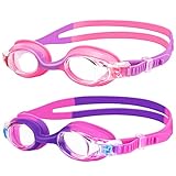 DOBET Schwimmbrille für Kinder, 2 Stücke Kinder Schwimmbrille, Antibeschlag UV Schutz Profi Schwimmbrille für Kinder Jungen Mädchen Alter 6-14 Jahre