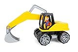 Lena 04411 Truxx Bagger, Baustellenfahrzeug ca. 44 cm, robuster Schaufelbagger mit beweglichem Baggerarm und vollbeweglicher Lena Spielfigur, Sandbagger für Kinder ab 2 Jahre, Spielfahrzeug in gelb