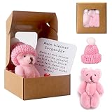Pocket Hug Positive Mini-Teddybär, Bär In Einer Box Mini-Plüsch Figuren Lustige Teddy-bär Puppe Sorgenbär-Umarmung in Einer Box Kleines Tier Mit Inspirierender Karte für Frauen Babyparty Freunde
