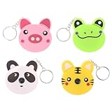 DEARMAMY 4 Stück Teiliges Mini Maßband Schlüsselanhänger Tiermotiv Automatisches Einziehmaßband aus Robustem Abs Tragbares Flexibles Rollmeter Praktisches Werkzeug und Dekorativer Anhänger