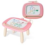 Kikidex Kleinkinder Spielzeug Alter 1-3, Magnetisch Zaubertafel, Mädchen Spielzeug für 1-2 Jahre, Magic Painting Board Lernspielzeug für 1 2 3 Jahre Baby Kinder, Geburtstag Geschenk（Rosa