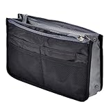YUEMING Handtaschen Organiser, Taschenorganizer für Frauen, Kosmetikorganizer 13 Taschen Erweiterbar Liner Bag Pouch Reißverschluss Tote Organizer Wickeltasche Reisetasche mit Griff 28x16.5x8.5cm