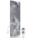 Marwona Shadow Grey 800 Watt Infrarotheizung aus Naturstein mit Wifi Smart Home Thermostat – Infrarotheizung Made in Germany, 100 × 40 cm, für Räume bis 25 m², wartungsfrei & energiesparend
