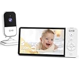 GHB Babyphone mit Kamera 5 Zoll HD IPS Bildschirm 720P 5000 mAh VOX-Energiesparmodus 4-Fach-Zoom Nachtsicht Zwei-Wege-Audio Temperatursensor