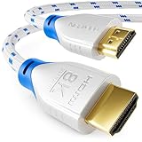 deleyCON 4m 8K HDMI 2.1 Kabel (48G, ULTRA Highspeed) 8K@60Hz 4K@120Hz 2K@144Hz/165Hz EARC HDCP 2.3/2.2 - Kompatibel mit DTS:X Dynamisches HDR Dolby Atmos TV PS5 Xbox Soundbar Monitor - Weiß