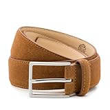 Riemen & Co Herrengürtel Bobby - Wildleder - Cognac - Breite: 3,5 cm - 95 cm