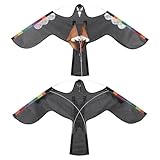 SVCEQZE Vogelschreck Habicht, 120 X 66 cm Fliegender Adle-r Vogelschreck, Vogelscheuche, Ausziehbarer, Vogelabwehr, Simulierter Feder-reflektierender Vogelfalken-Drach-en