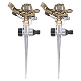 Doo Engy Sprinkler Garten Rasensprenger große Flächen Impulsregner Rasen Sprenger Regner Kreisregner 360° mit Erdspieß für alle handelsüblichen Gartenschläuche Gartenbewässerung Bewässerung