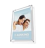 Spannrahmen DIN A2 Posterrahmen Alu silber | für Poster A2 | Plakatrahmen für Schaufenster & Werbung | leichter Bilderrahmen mit Aufhängung – Posterhalter Rahmen DIN A2 Aluminium