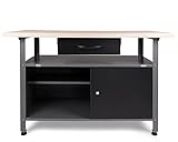Ondis24 Montagewerkbank Werkbank Klaus 120 cm, Metall, abschließbarer Tür, höhenverstellbare Füße (Arbeitshöhe 85 cm, Schwarz)